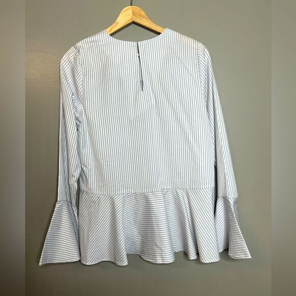 4/$25 Sugar + Lips nautical stripe peplum poet sleeve size medium office preppy - Picture 5 of 6